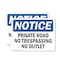 Signmission Private Road No Trespassing No Outlet OSHA Notice Sign, Plastic, 10in W x 7in L, 2PK OS-2PACK-NS-P-710-L-17871 - alternate 1